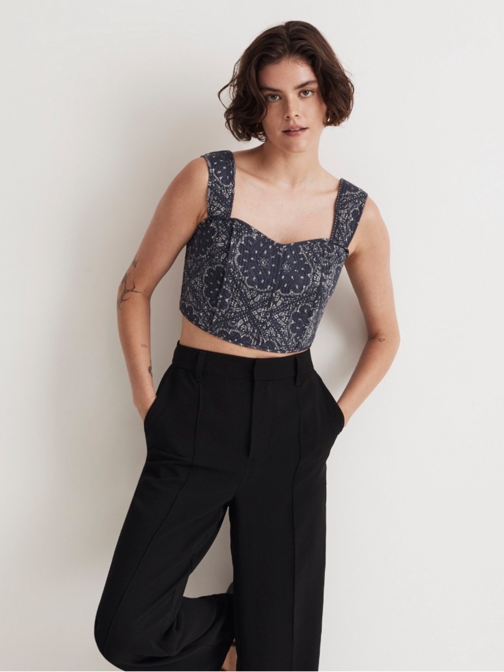 Madewell NWOT Quilted Sweetheart Crop Top, Size 6 - Picture 7 of 7
